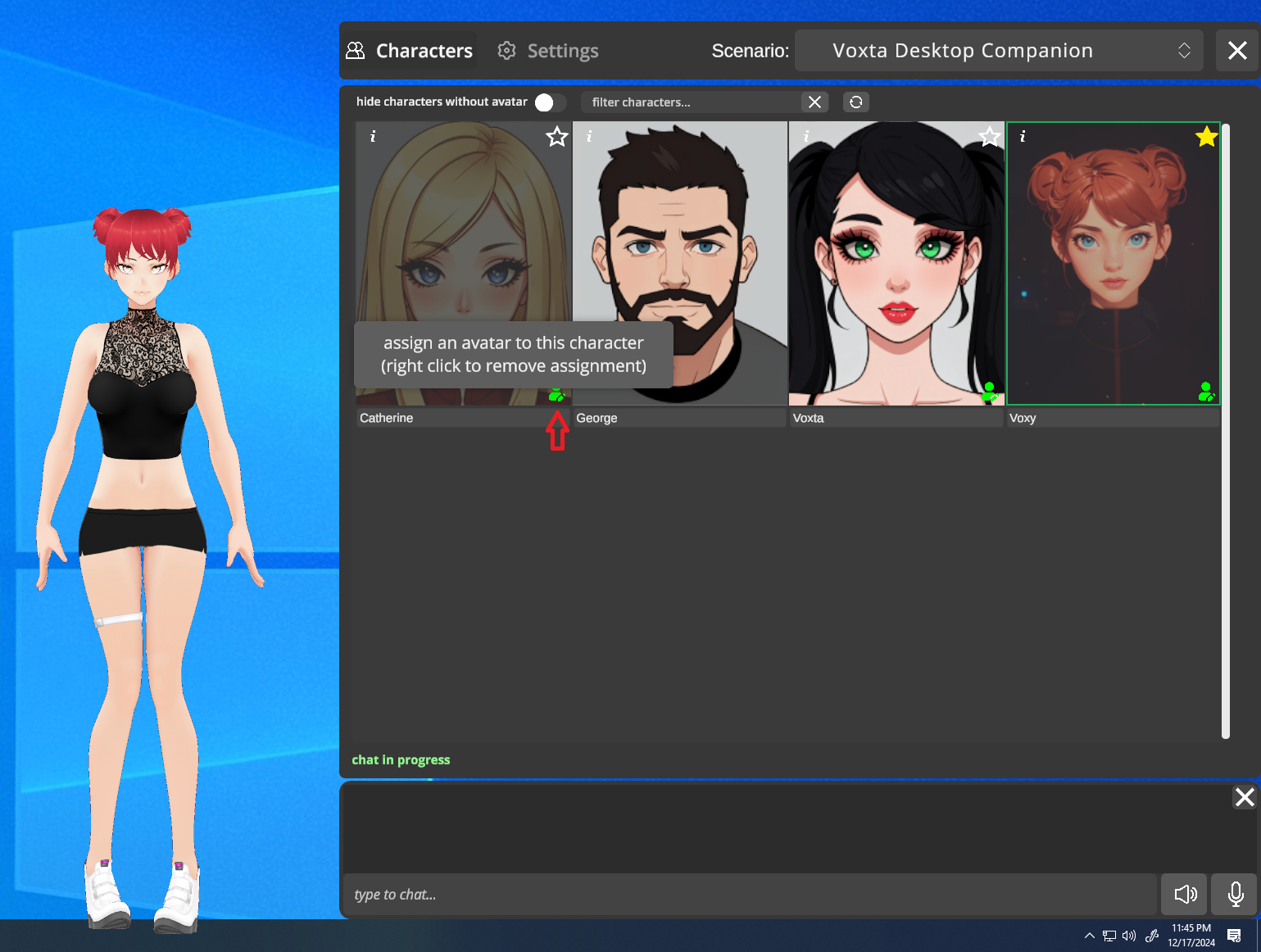 The green avatar assignment button on a character card