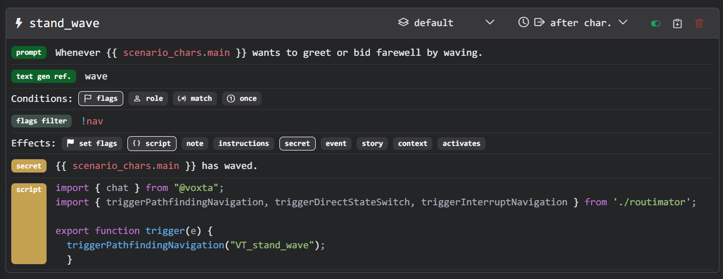 Routimator's nav flag in action